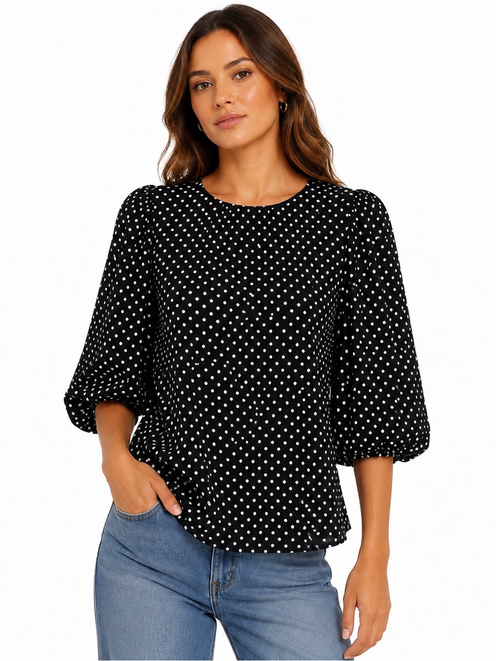 🌺 dRA Los Angeles Polka Dot Balloon Sleeve Blouse